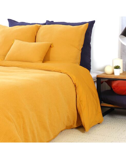 Parure housse de couette 100% Gaze de Coton jaune