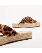 Mules espadrilles en Cuir façon poulain léopard marron
