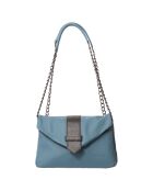 Sac bandoulière en Cuir Jude bleu acier - 24x8x15 cm
