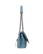 Sac bandoulière en Cuir Jude bleu acier - 24x8x15 cm