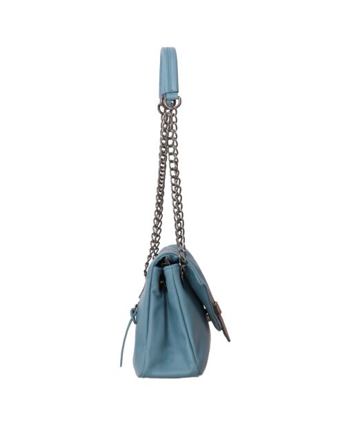 Sac bandoulière en Cuir Jude bleu acier - 24x8x15 cm