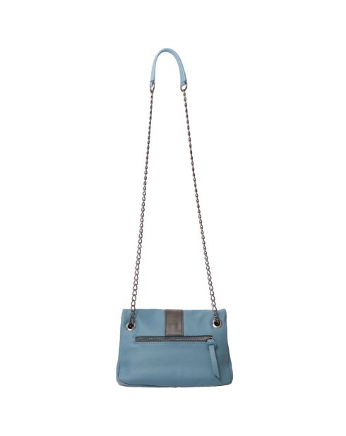 Sac bandoulière en Cuir Jude bleu acier - 24x8x15 cm