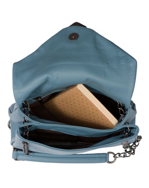 Sac bandoulière en Cuir Jude bleu acier - 24x8x15 cm