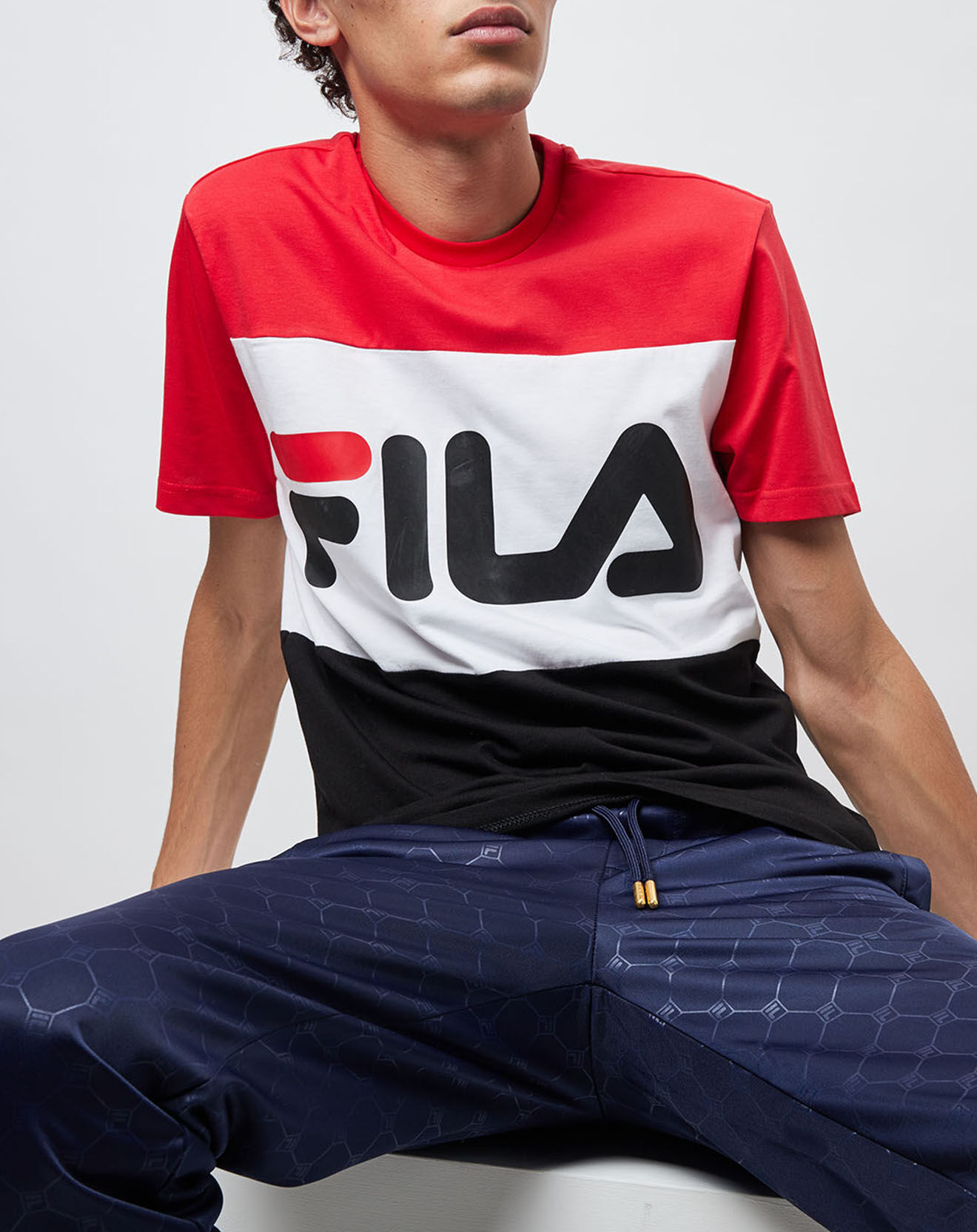 T-Shirt Day rouge/noir/blanc Vente privée Fila BazarChic