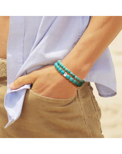 2 Plenitude-Armbänder in Silber und Türkis