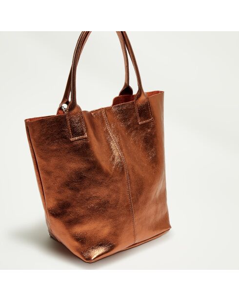 Sac cabas en Cuir Yana bronze - 37x25x35 cm