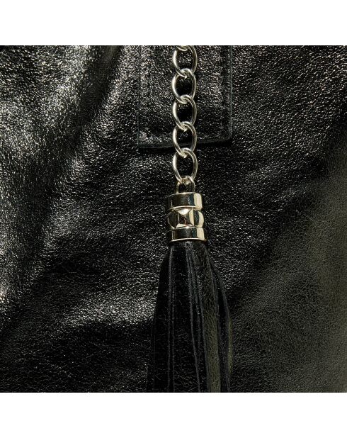 Zwarte leren draagtas van Yana - 37x25x35 cm