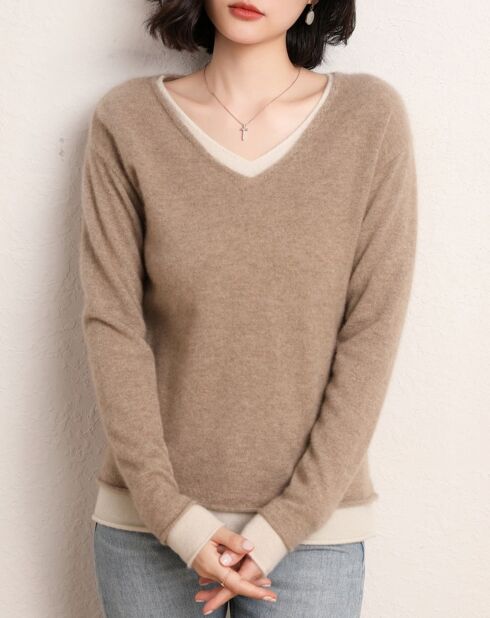 Pull 100% Cachemire Reagan marron clair