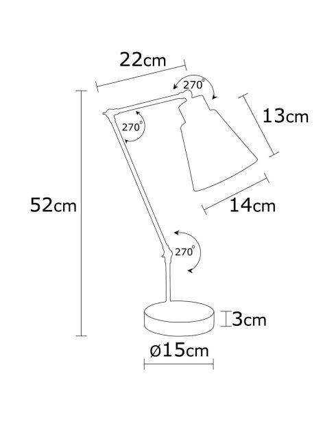 Lampe de table Manavgat  noire - D.14x52 cm