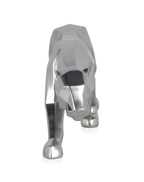 Zilveren sculptuur van panterhars - 14x45x9 cm