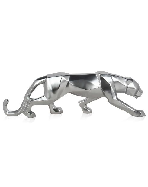 Zilveren sculptuur van panterhars - 14x45x9 cm