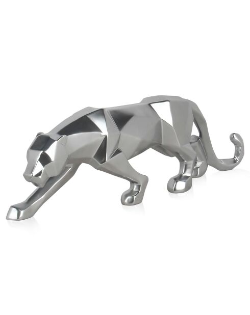 Zilveren sculptuur van panterhars - 14x45x9 cm