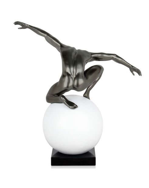 Sculpture en résine domination argenté/blanc/noir - 47x46x29 cm