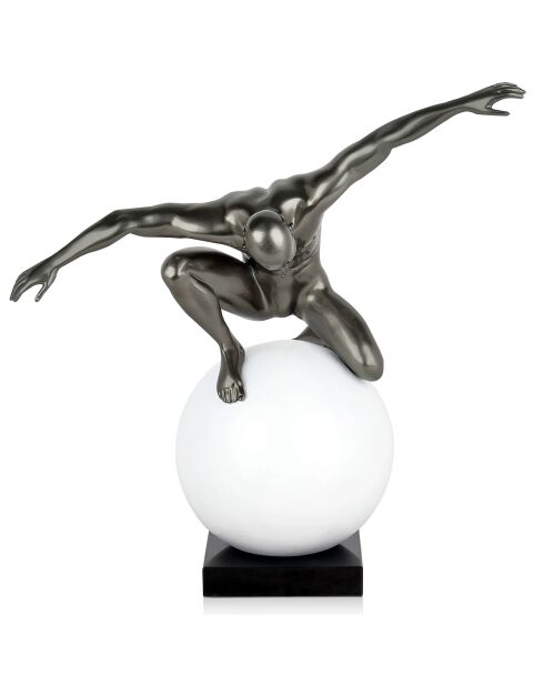 Sculpture en résine domination argenté/blanc/noir - 47x46x29 cm