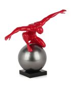 Sculpture en résine domination rouge/gris/noir - 47x46x29 cm