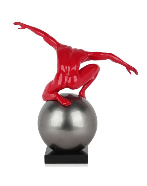 Sculpture en résine domination rouge/gris/noir - 47x46x29 cm