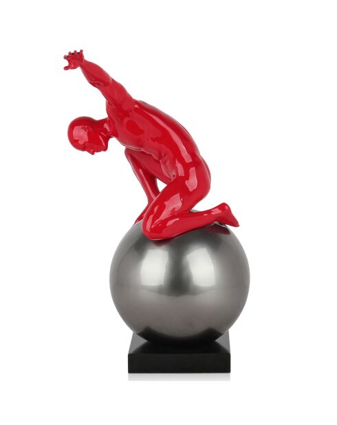 Sculpture en résine domination rouge/gris/noir - 47x46x29 cm