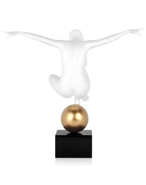 Sculpture en résine légèreté blanc/doré/noir - 45x48x36 cm