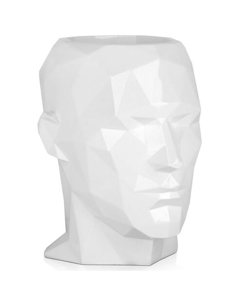 Vase tête d'homme à facettes blanc - 39x37x29 cm