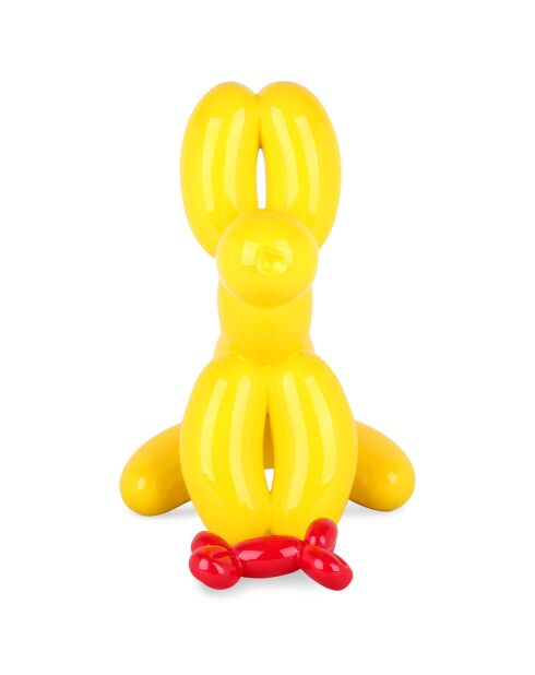 Sculpture en résine chien ballon assis jaune/rouge - 46x50x31 cm