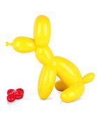 Sculpture en résine chien ballon assis jaune/rouge - 46x50x31 cm