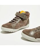 Sneakers en Velours de Cuir Emery Beat marron