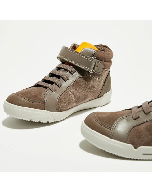 Sneakers en Velours de Cuir Emery Beat marron