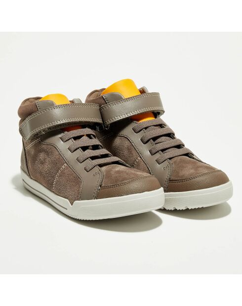 Sneakers en Velours de Cuir Emery Beat marron