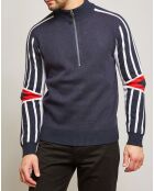 Pull en Laine mélangée Rad Pad Half Zip bleu marine/blanc/rouge