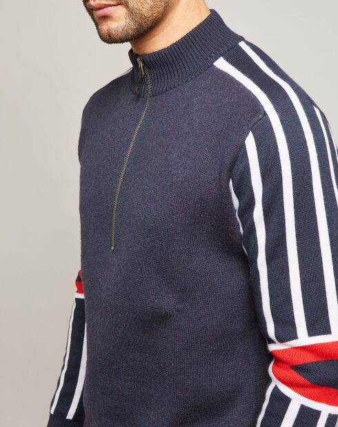 Pull en Laine mélangée Rad Pad Half Zip bleu marine/blanc/rouge