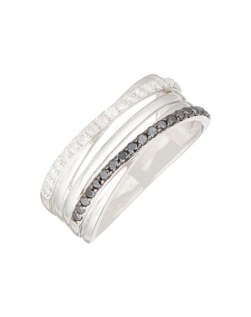 Bague Palmerston Diamant blanc/noir 0.42 ct Or blanc