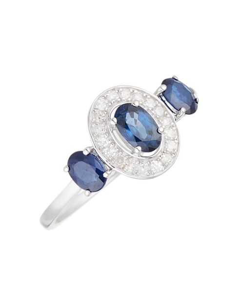 Bague Taipei Diamant 0.099 ct & Saphir 0.85 ct or blanc