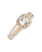 Serem 0.339 ct diamant en 1.43 ct witte topaasring geelgoud