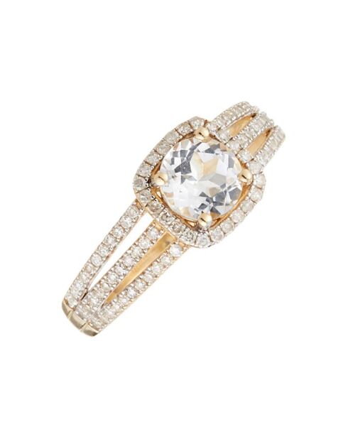 Serem 0.339 ct diamant en 1.43 ct witte topaasring geelgoud