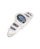 Bague Siquijor Diamant 0.18 ct & Saphir 0.94 ct or blanc