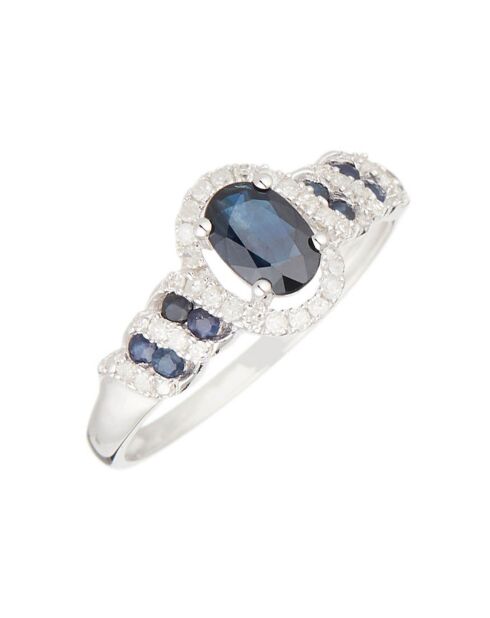 Bague Siquijor Diamant 0.18 ct & Saphir 0.94 ct or blanc