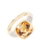 Bague Sucre d'Orge Diamant 0.17 ct & Citrine 4.4 ct or jaune