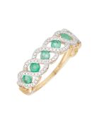 Bague Green Tarlac Diamant 0.056 ct & Emeraude 0.72 ct or jaune