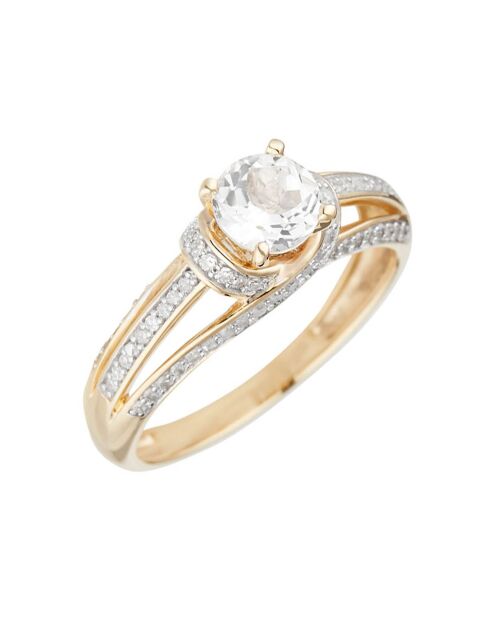 Bague Mackay Diamant 0.32 ct & Topaze blanche 1.43 ct or jaune