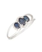 Bague Rizal Diamant 0.09 ct & Saphir 0.85 ct Or blanc