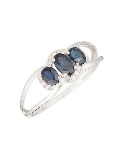 Bague Rizal Diamant 0.09 ct & Saphir 0.85 ct Or blanc