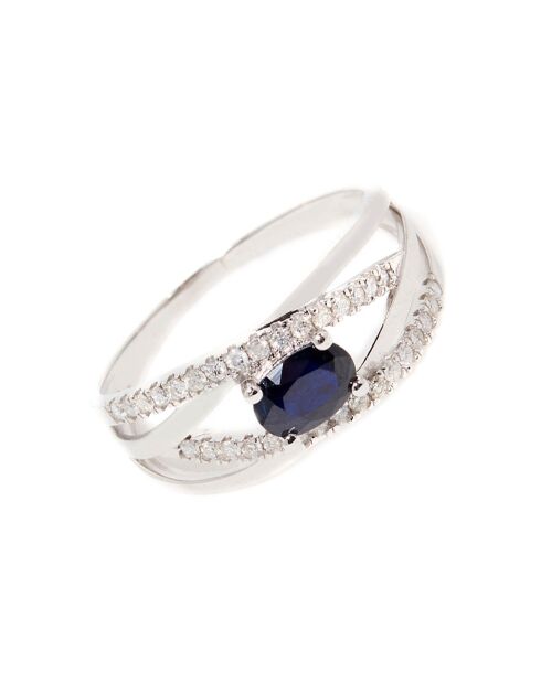 Bague Rien que Toi Diamant 0.2 ct & Saphir 0.68 ct Or blanc