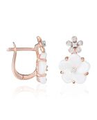 Blooms Ohrringe, 0,075 Karat Diamant und Keramik, Roségold
