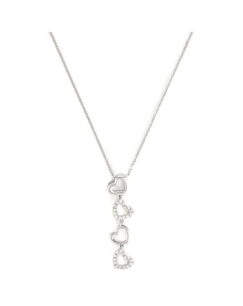 Pendentif 4 Coeurs Diamant 0.13 ct or blanc