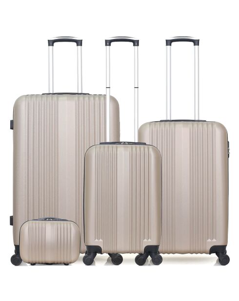 3 Valises 4 roues simples Lipari-C 30/55/65/75 cm & Vanity beiges
