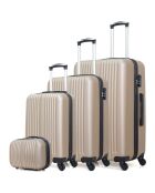 3 Valises 4 roues simples Lipari-C 30/55/65/75 cm & Vanity beiges