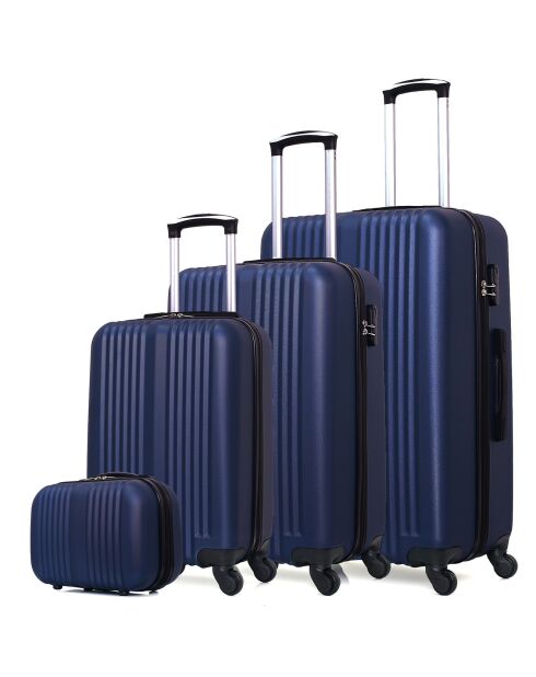 3 Lipari-C 30/55/65/75 cm & Vanity blauwe eenpersoons koffers met 4 wielen