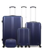 3 Lipari-C 30/55/65/75 cm & Vanity blauwe eenpersoons koffers met 4 wielen