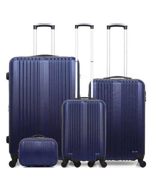 3 Lipari-C 30/55/65/75 cm & Vanity blauwe eenpersoons koffers met 4 wielen