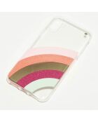 Coque en silicone iPhone XS Glitter Rainbow transparent/multicolore